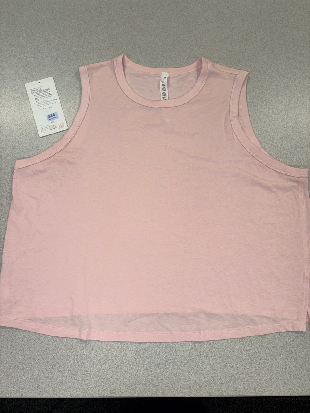 Lululemon Classic-Fit Cotton-Blend Tank Cropped Size 18 Color Flush Pink
